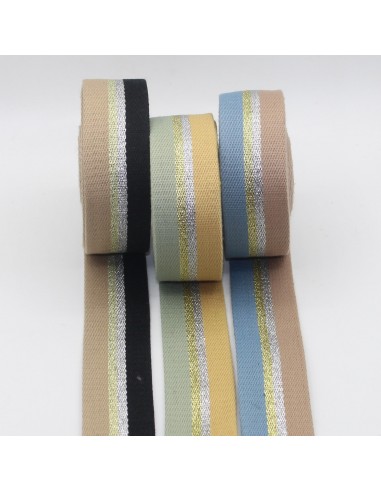 Classic Webbing 40mm with Gold + Silver Lurex Stripes 5/10/45mt RUB3534 la livraison gratuite