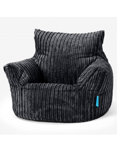 Fauteuil Pouf Bambin 1-3 ans - Côtelé Noir la chaussure