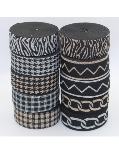 Black + Lurex Design Elastic 40mm ELA3522 store